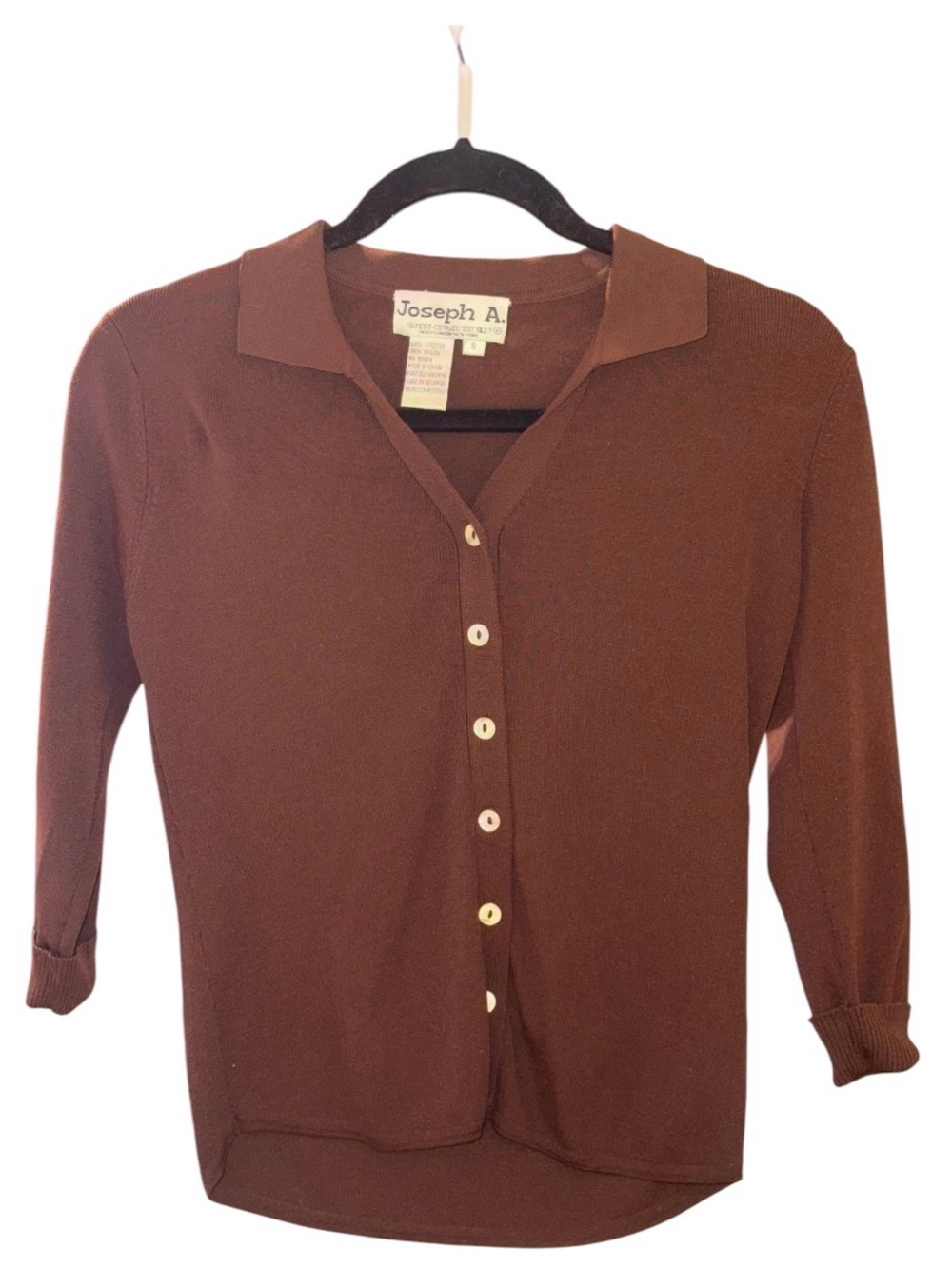 Joseph A Brown Collared Button-Down Fitted Cardigan